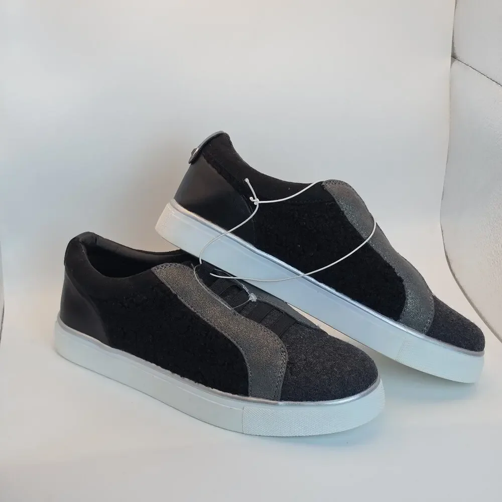Reaction Kenneth Cole Women's Size 8 Black Gray Slip On Fashion Sneakers
